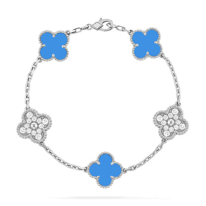 [Dawnora Jewelry] CLOVER 5 MOTIF BLUE AGATE BRACELET COLLECTION