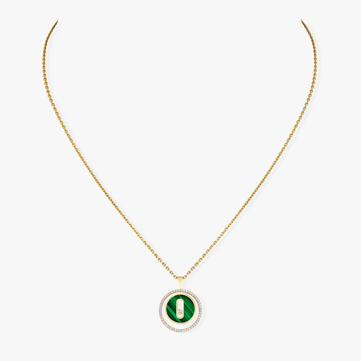 [Dawnora Jewelry]LUCKY MOVE 1 DIAMOND MALACHITE GOLD DIAMOND NECKLACE
