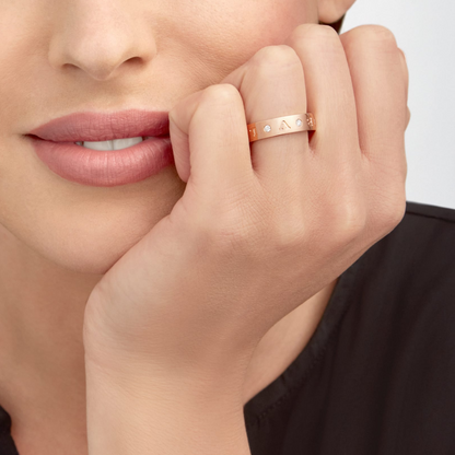 [Dawnora Jewelry]ZERO 1 ESSENTIAL PINK GOLD BAND WITH DIAMONDS RING