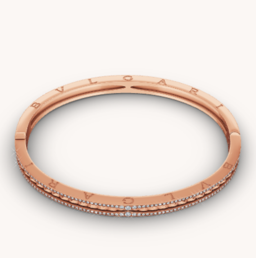 [Dawnora Jewelry]ZERO 1 SPIRAL AND PAVED DIAMOND PINK GOLD BRACELET