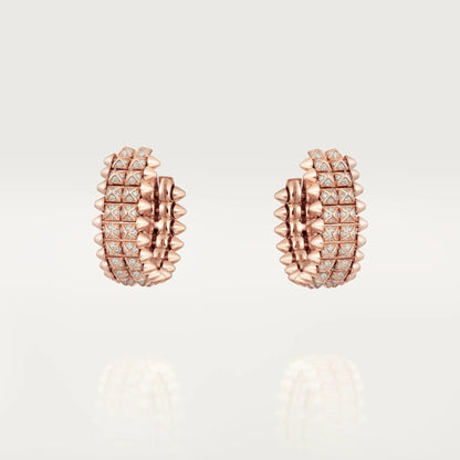 [Dawnora Jewelry]CLASH 9.2MM FULL DIAMOND DOUBLE ROW EARRINGS