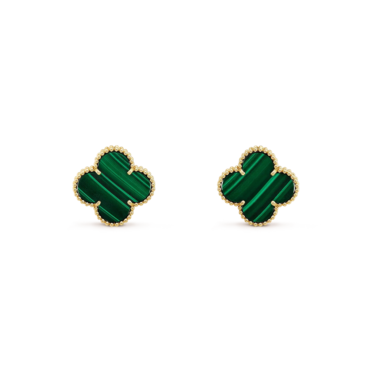 [Dawnora Jewelry]CLOVER MINI 9.5MM MALACHITE  EARRINGS