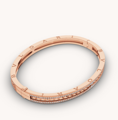 [Dawnora Jewelry]ZERO 1 SPIRAL AND PAVED DIAMOND PINK GOLD BRACELET