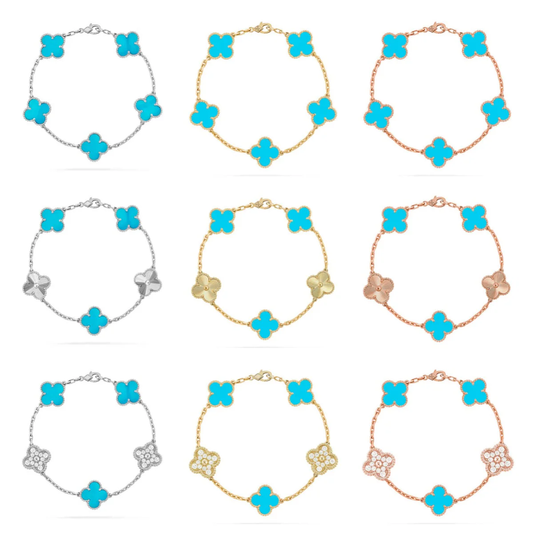 [Dawnora Jewelry] CLOVER 5 MOTIF TURQUOISE BRACELET COLLECTION