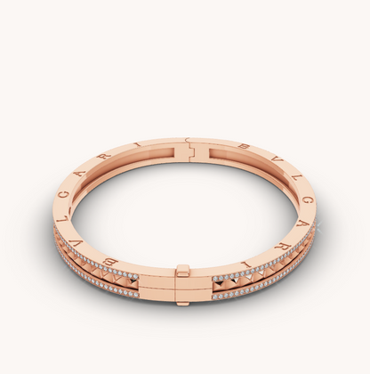 [Dawnora Jewelry]ZERO 1 SPIRAL AND PAVED DIAMOND PINK GOLD BRACELET