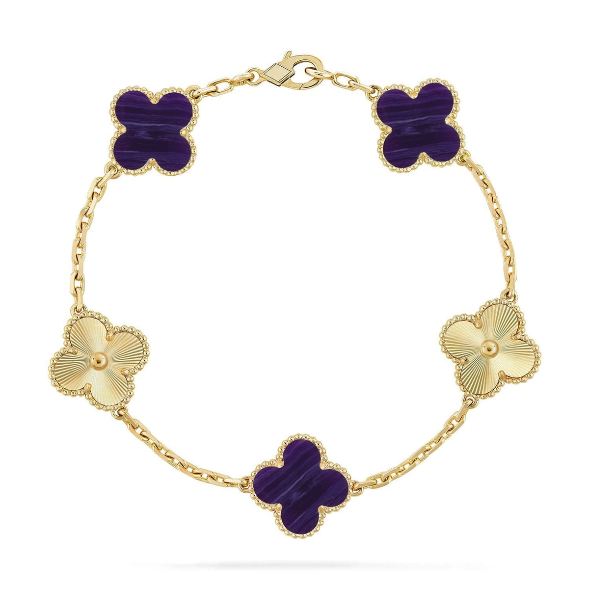 [Dawnora Jewelry]CLOVER 5 MOTIF PURPLE STRIPES BRACELET COLLECTION
