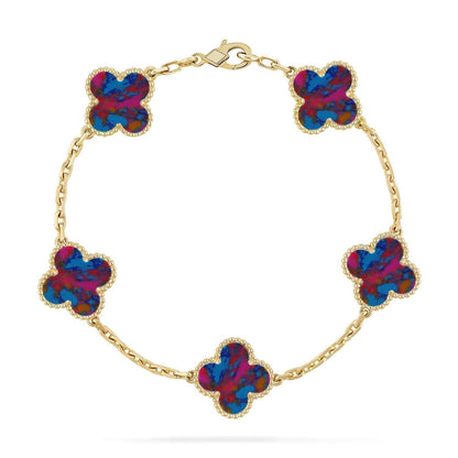 [Dawnora Jewelry]CLOVER 5 MOTIF COLOR GEMSTONES BRACELET COLLECTION