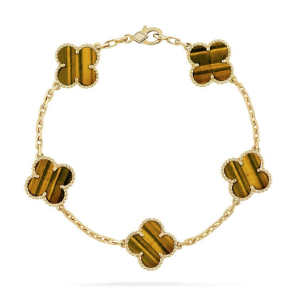 [Dawnora Jewelry] CLOVER 5 MOTIFS TIGER EYE BRACELET COLLECTION