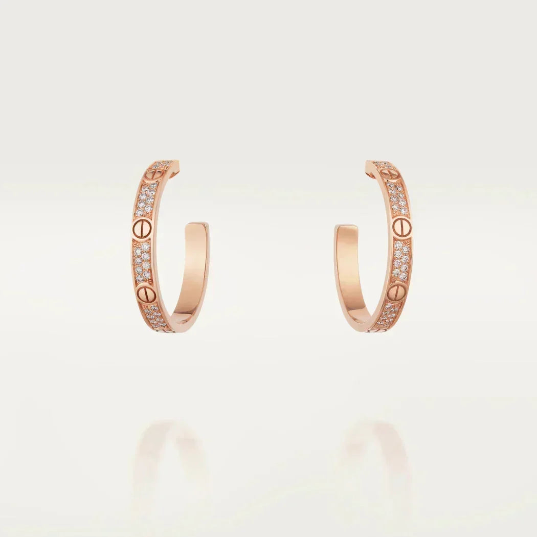 [Dawnora Jewelry]LOVE EARRINGS 3.6MM DIAMOND PAVED