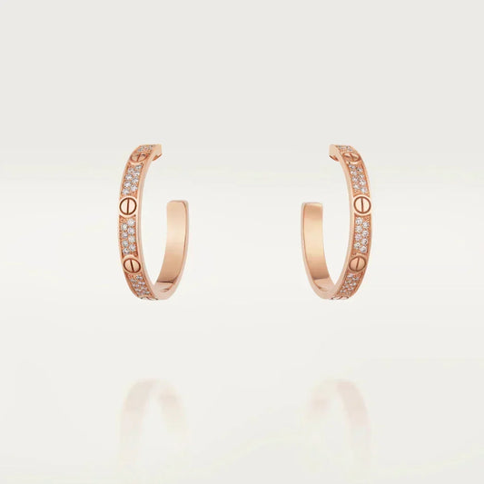 [Dawnora Jewelry]LOVE EARRINGS 3.6MM DIAMOND PAVED