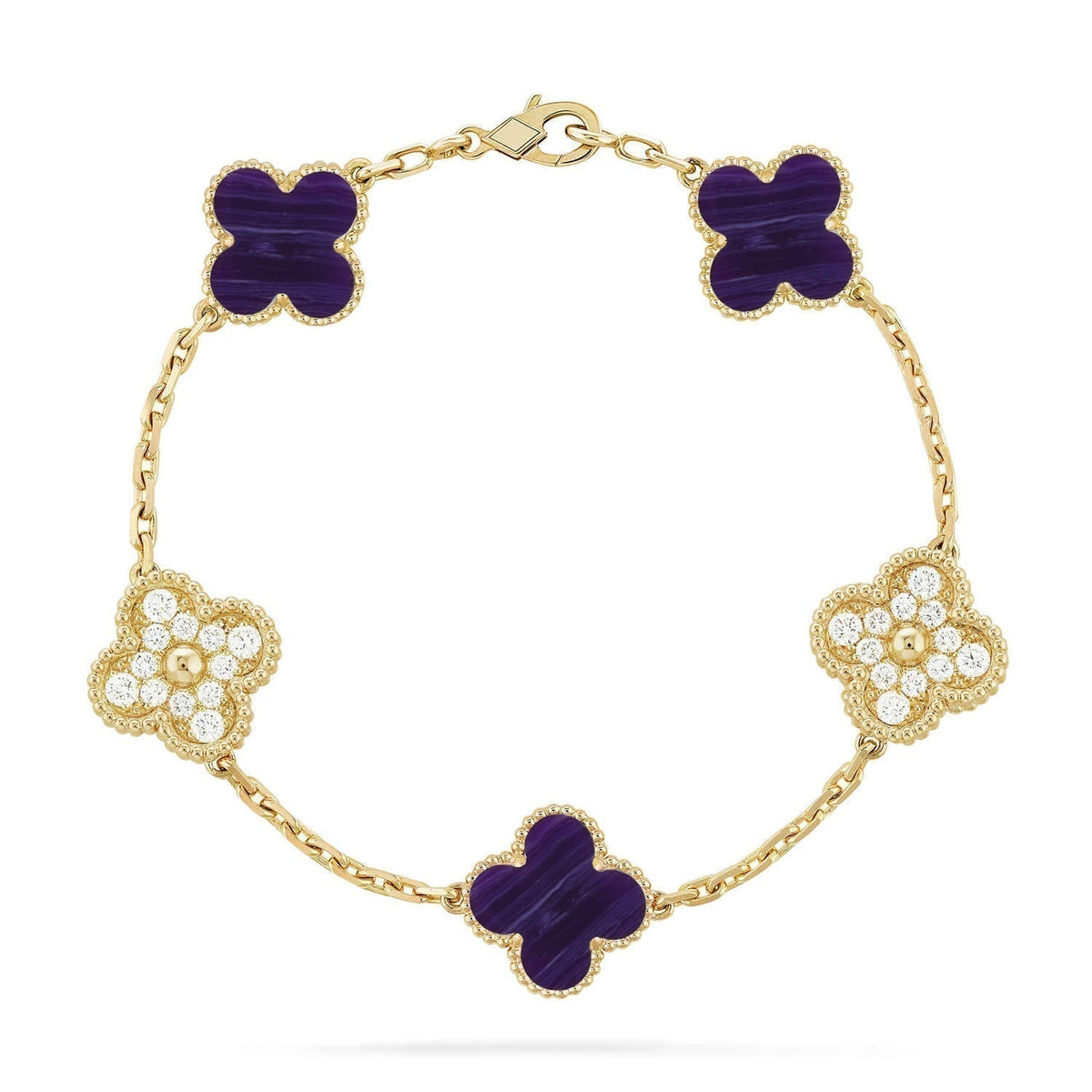 [Dawnora Jewelry]CLOVER 5 MOTIF PURPLE STRIPES BRACELET COLLECTION