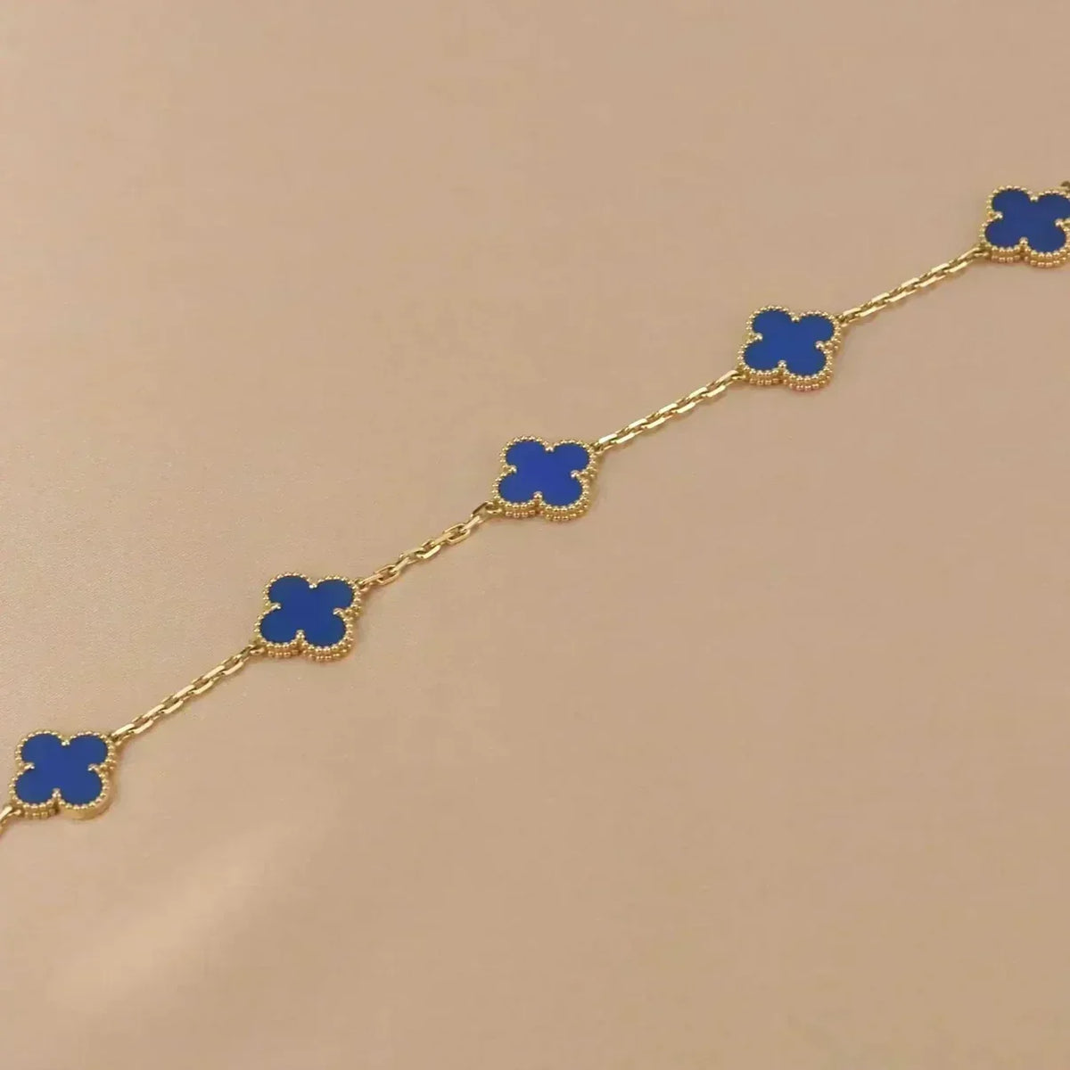 [Dawnora Jewelry] CLOVER 5 MOTIF BLUE AGATE BRACELET COLLECTION