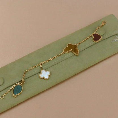 [Dawnora Jewelry]LUCKY SPRING 5 MOTIF GOLD BRACELET