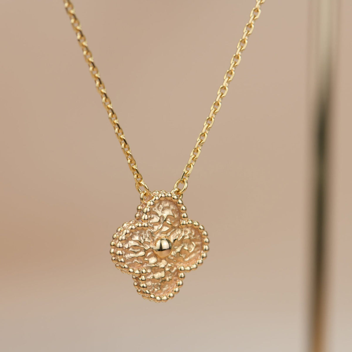 [Dawnora Jewelry]CLOVER 15MM  BRONZING NECKLACE