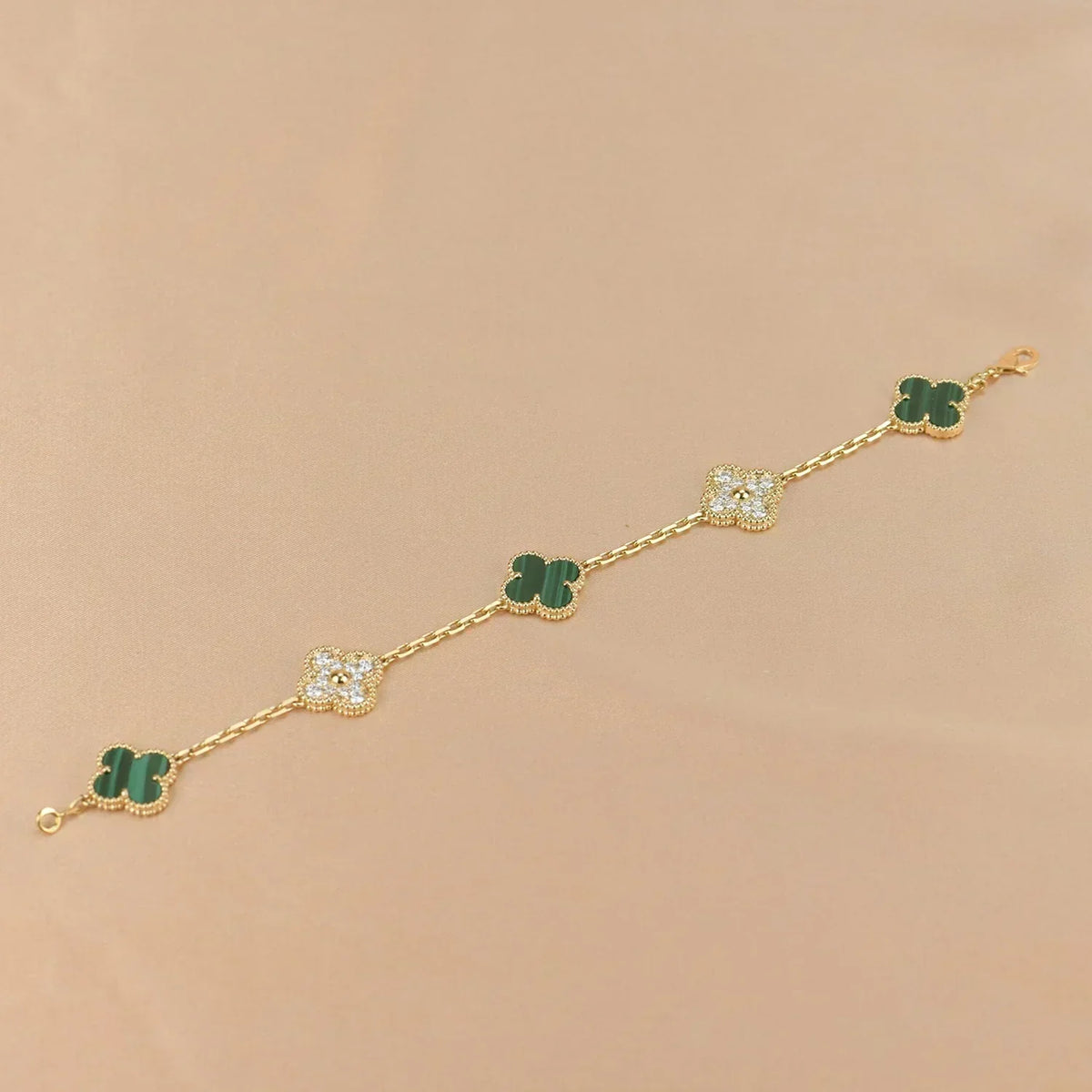 [Dawnora Jewelry] CLOVER 5 MOTIF MALACHITE BRACELET COLLECTION