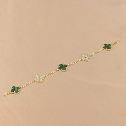 [Dawnora Jewelry] CLOVER 5 MOTIF MALACHITE BRACELET COLLECTION