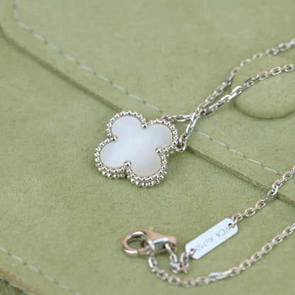 [Dawnora Jewelry]CLOVER  15MM WHITE MOTHER-OF-PEARL SILVER