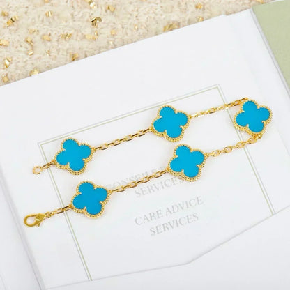 [Dawnora Jewelry] CLOVER 5 MOTIF TURQUOISE BRACELET COLLECTION