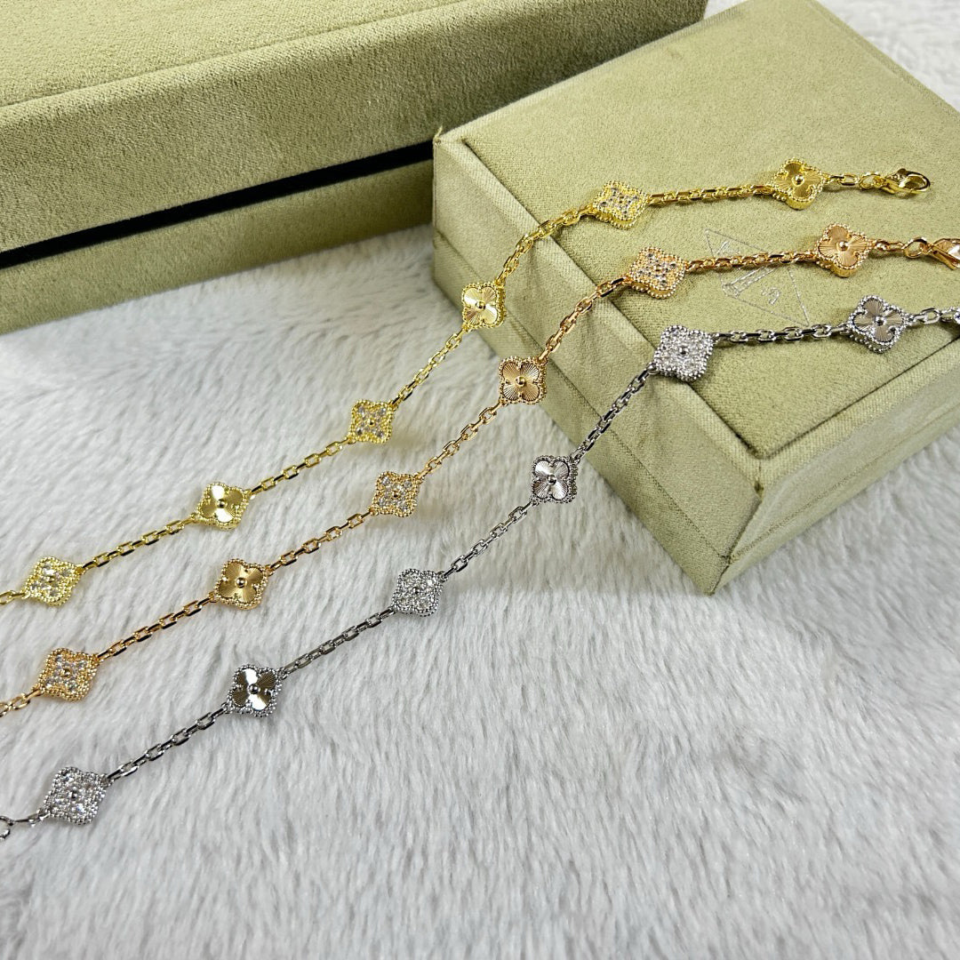 [Dawnora Jewelry]CLOVER 6 MOTIF DIAMOND LASER BRACELET