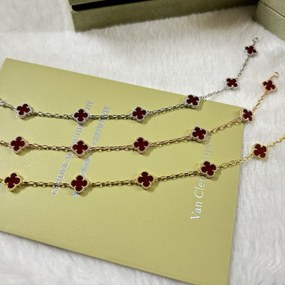 [Dawnora Jewelry]CLOVER 6 MOTIF RED AGATE BRACELET