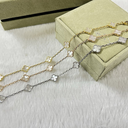 [Dawnora Jewelry]CLOVER 6 MOTIF WHITE MOP BRACELET