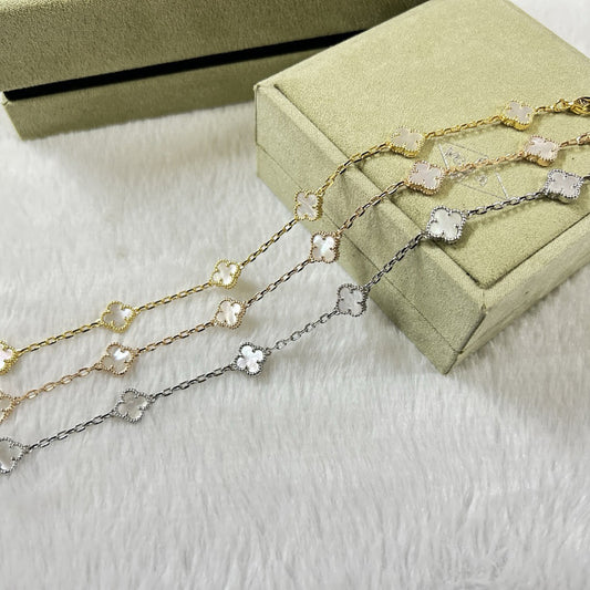 [Dawnora Jewelry]CLOVER 6 MOTIF WHITE MOP BRACELET