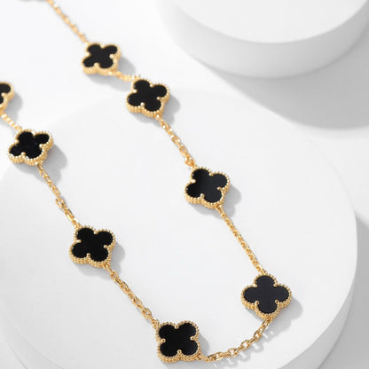 [Dawnora Jewelry]CLOVER 10 MOTIFS ONYX NECKLACE