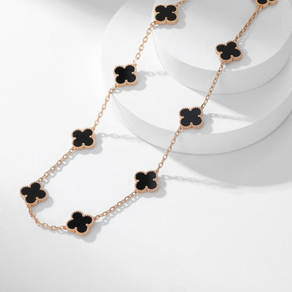 [Dawnora Jewelry]CLOVER 10 MOTIFS ONYX NECKLACE