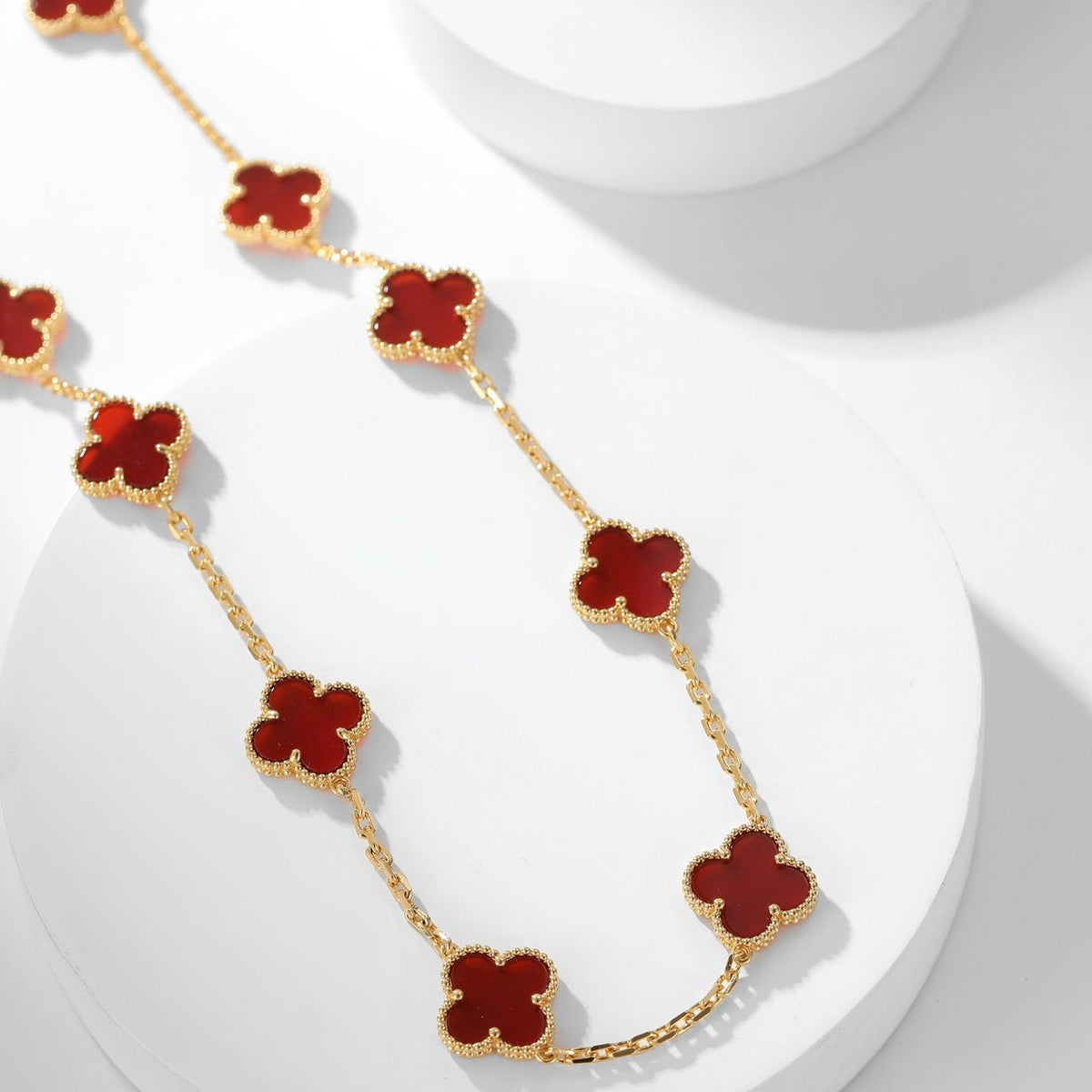 [Dawnora Jewelry]CLOVER 10 MOTIFS CARNELIAN NECKLACE