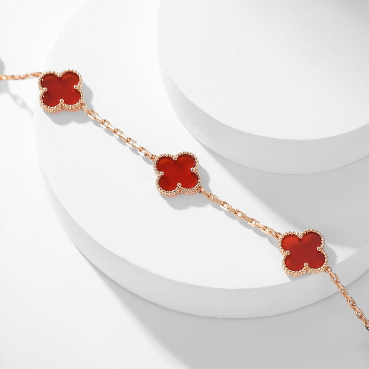 [Dawnora Jewelry]CLOVER 10 MOTIFS CARNELIAN NECKLACE