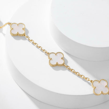 [Dawnora Jewelry]CLOVER 10 MOTIFS WHITE MOTHER OF PEARL NECKLACE
