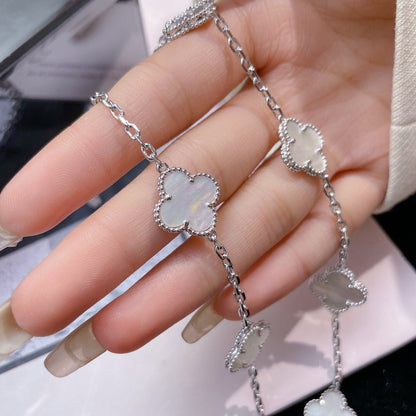 [Dawnora Jewelry]CLOVER 10 MOTIFS WHITE MOTHER OF PEARL NECKLACE