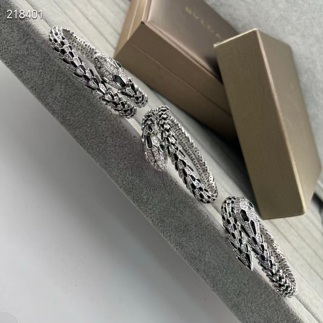 [Dawnora Jewelry】NEW OBSIDIAN & DIAMOND SERPENT BRACELET