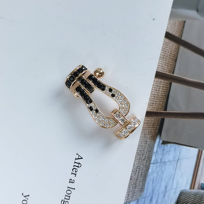 [Dawnora Jewelry]FORCE LARGE HORSESHOE BLACK WHITE DIAMOND BRACELET ROSE GOLD
