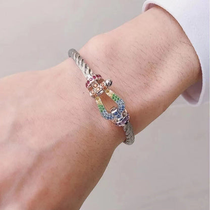 [Dawnora Jewelry]FORCE LARGE HORSESHOE  COLORED DIAMOND BRACELET ROSE GOLD