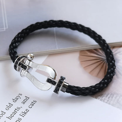 [Dawnora Jewelry]FORCE LARGE HORSESHOE BLACK DIAMOND BRACELET SILVER