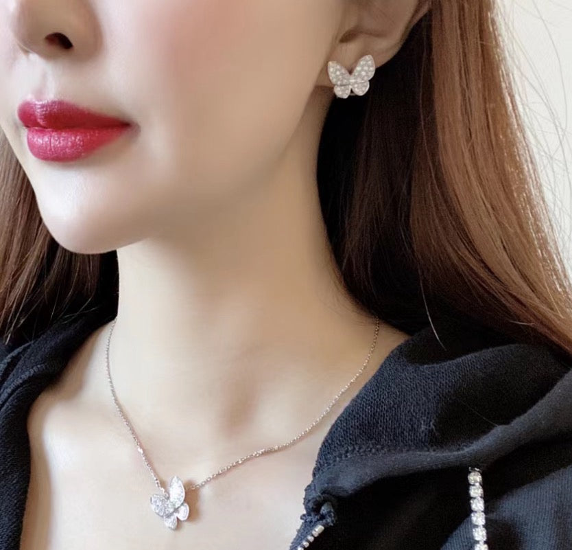 [Dawnora Jewelry]BUTTERFLY ALL DIAMOND EARRINGS