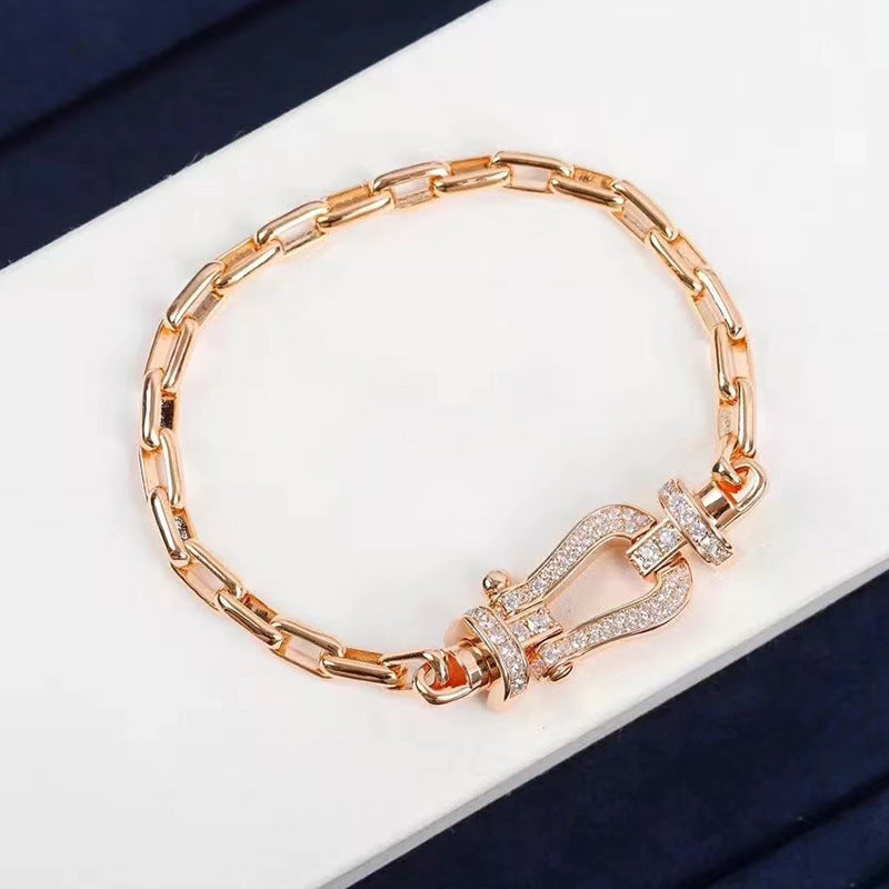 [Dawnora Jewelry]FORCE LARGE HORSESHOE CLASP  METAL BRACELET