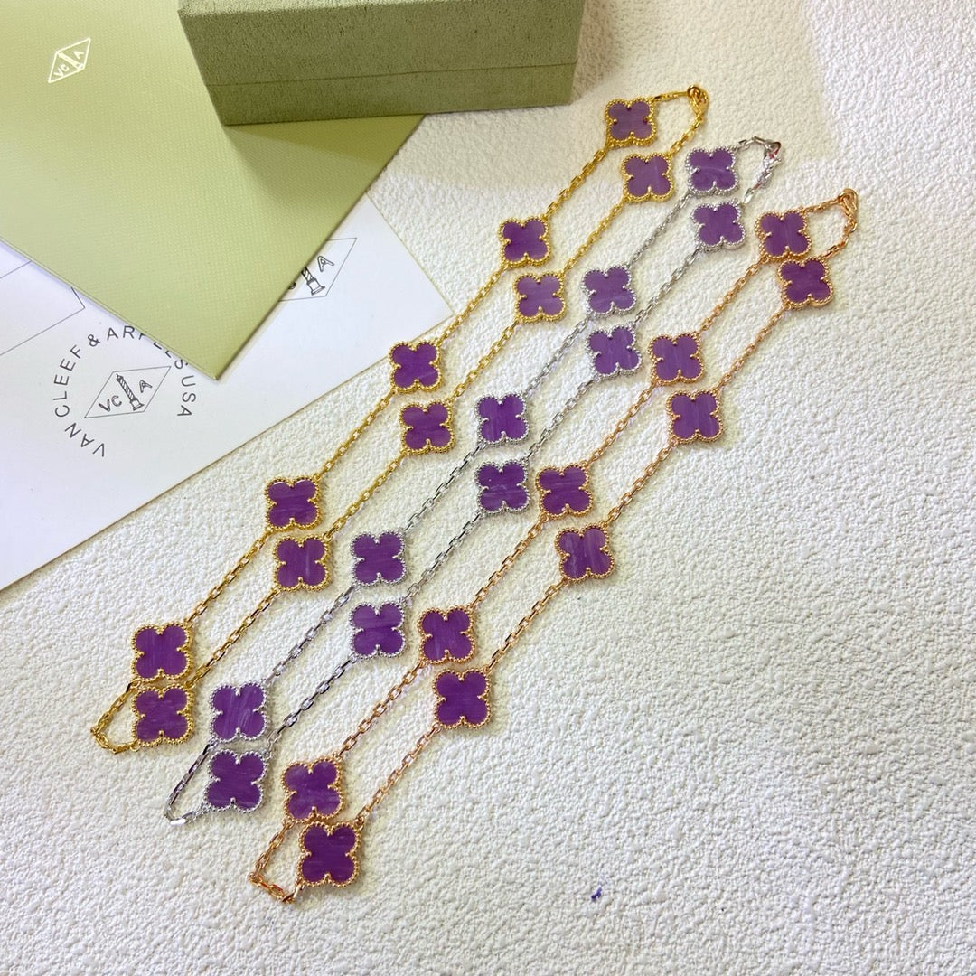 [Dawnora Jewelry Jewelry]CLOVER 10 MOTIFS  PURPLE VIOLET  NECKLACE