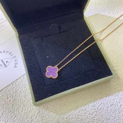 [Dawnora Jewelry Jewelry]CLOVER 15MM  PURPLE VIOLET NECKLACE