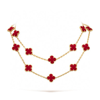 [Dawnora Jewelry]CLOVER 20 MOTIFS CARNELIAN NECKLACE