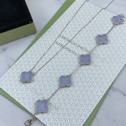 [Dawnora Jewelry] CLOVER 5 MOTIF PURPLE CHALCEDONY BRACELET COLLECTION