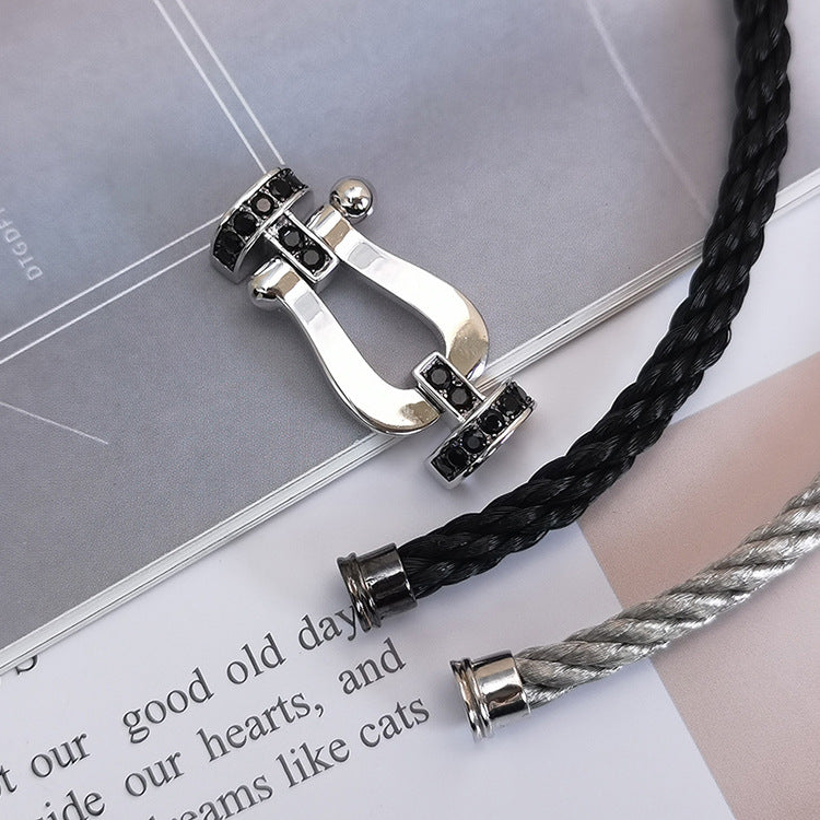 [Dawnora Jewelry]FORCE LARGE HORSESHOE BLACK DIAMOND BRACELET SILVER