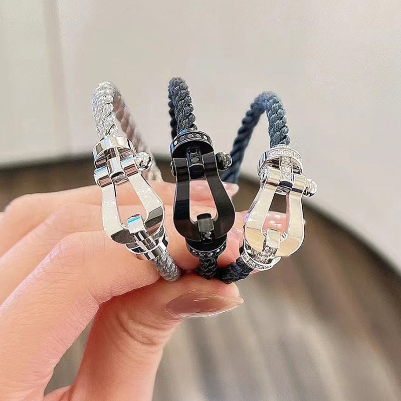 [Dawnora Jewelry]FORCE LARGE HORSESHOE FULL DIAMOND BRACELET SILVER