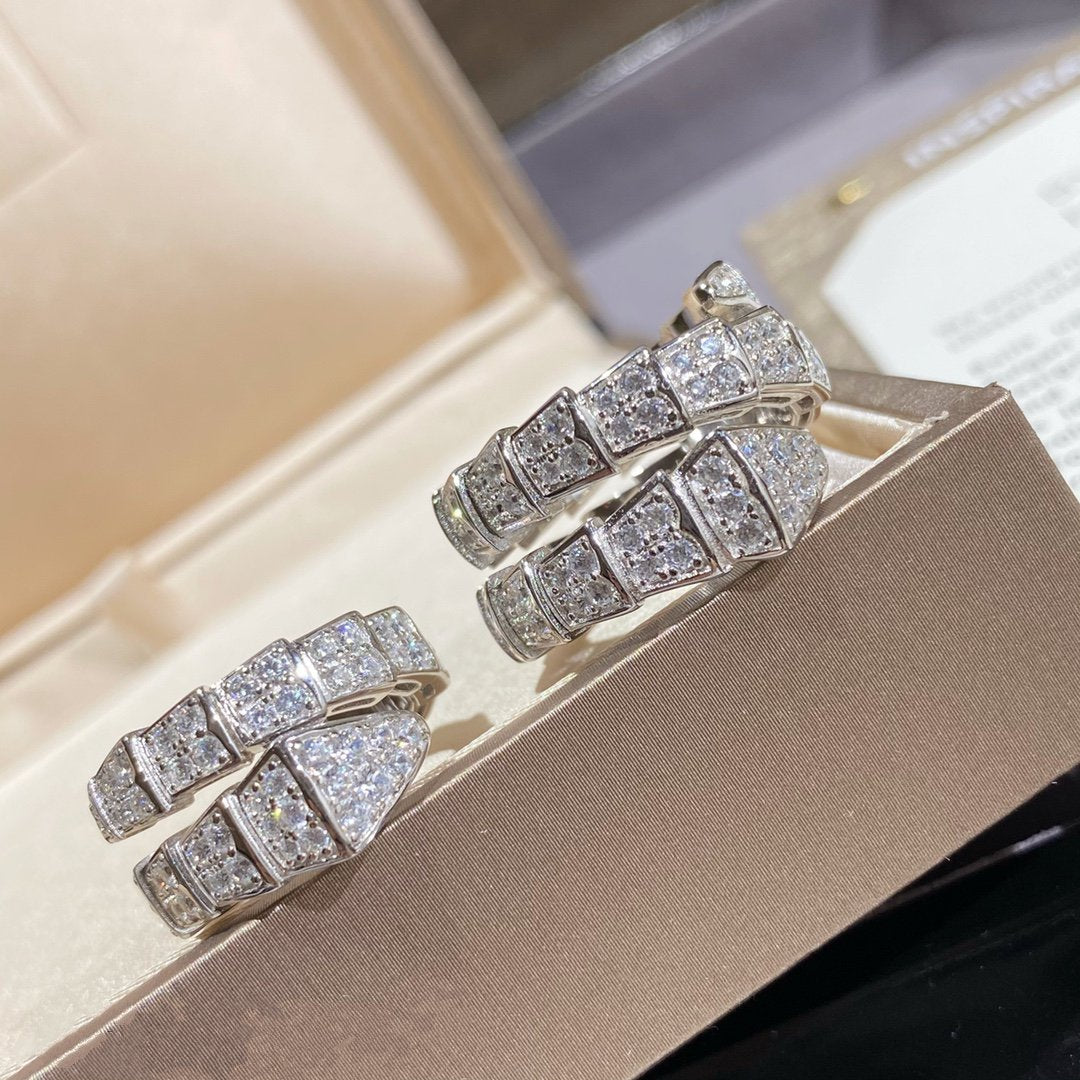 [Dawnora Jewelry]SERPENTI DOUBLE RING SILVER DIAMOND PAVED
