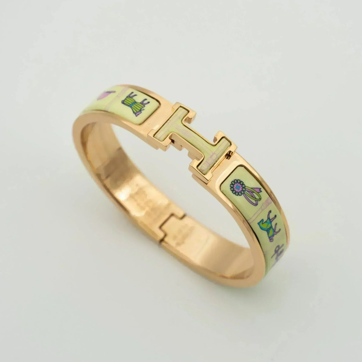 [Dawnora Jewelry]H PINK GOLD BRACELET CREAM CERAMIC