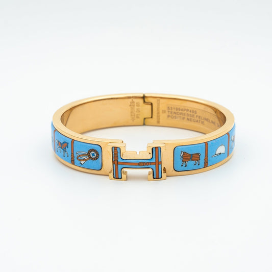 [Dawnora Jewelry]H PINK GOLD BRACELET BLUE CERAMIC