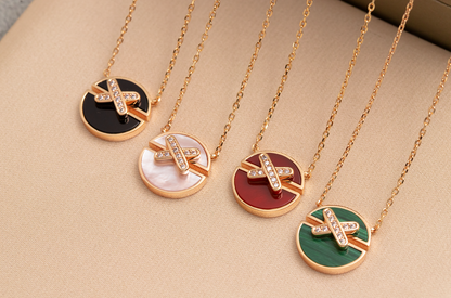 [Dawnora Jewelry]JEUX DE PINK GOLD DIAMOND NECKLACE