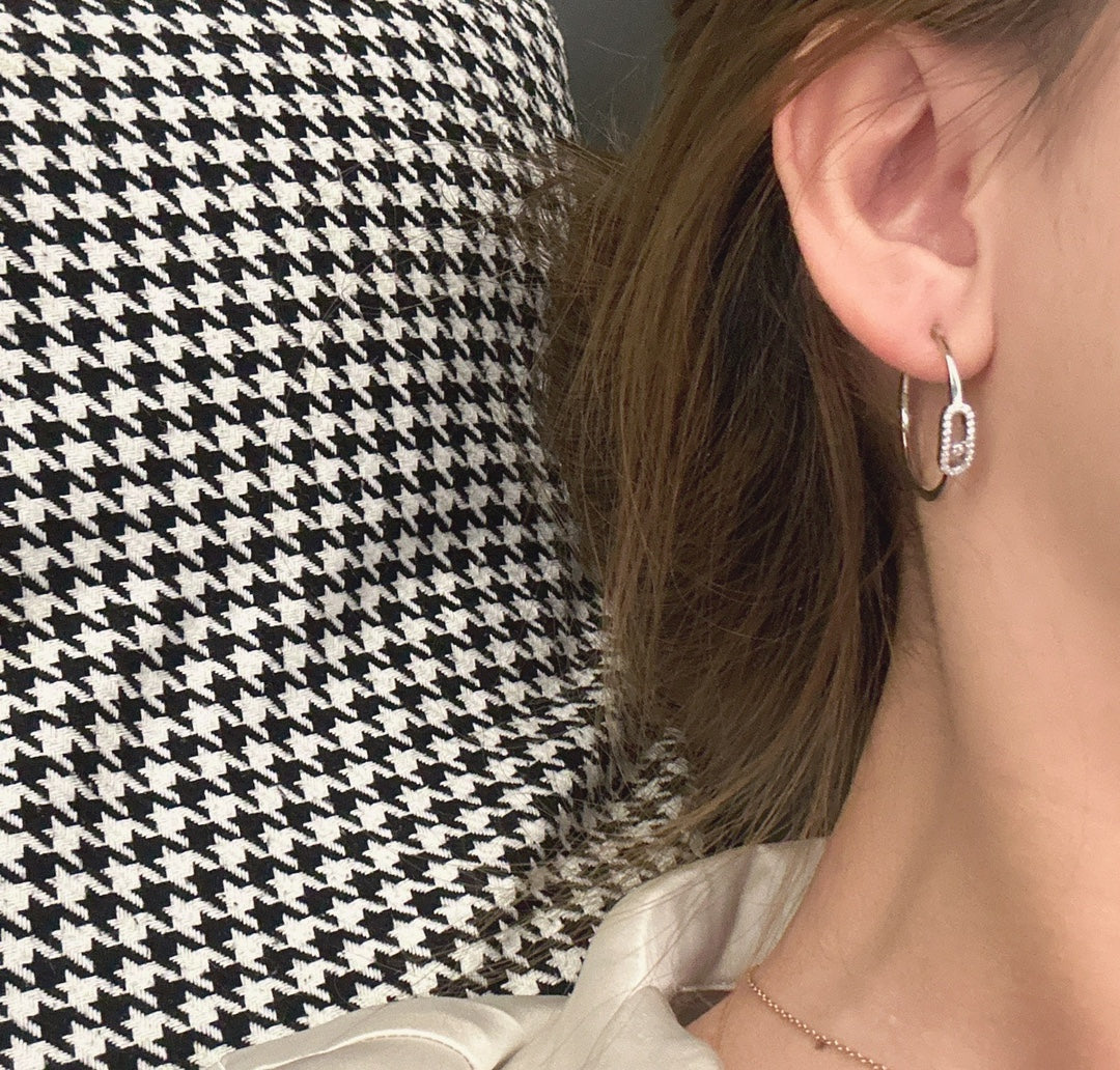 [Dawnora Jewelry]CREOLES MOVE UNO PM DIAMOND EARRINGS