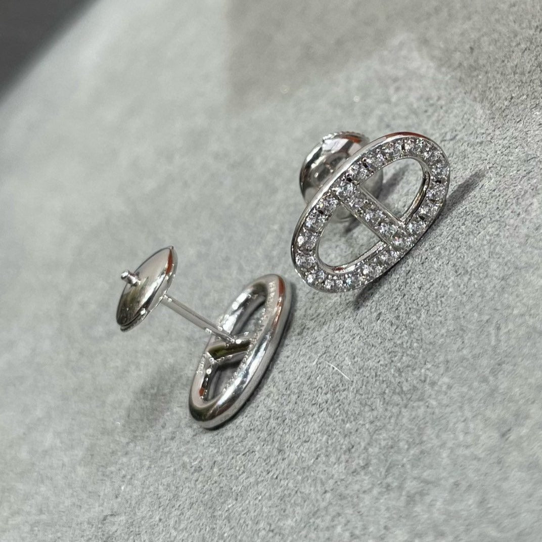 [Dawnora Jewelry]HM FULL DIAMOND PIG NOSE STUD EARRINGS